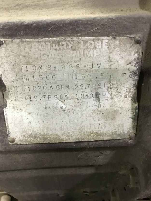1020 acfm, Roots Dresser #10x9 RGS-JV, Rotary Lobe Gas Blower, w/oil cooler, rebuilt - Image 3