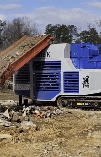 ZB #THOR-6363K, portable mobile hammermill shredder, 20-25 TPH