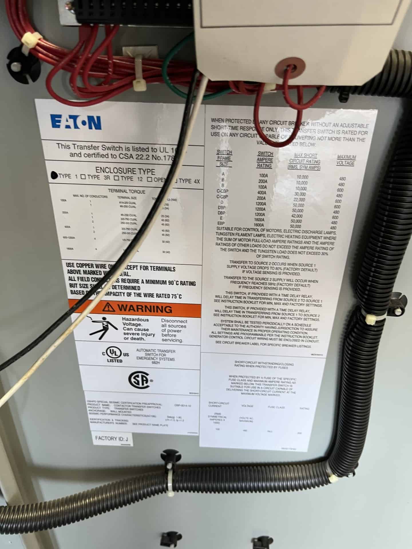 100 Amp. Eaton #ATC3C2X40100XSU, automatic transfer switch, 480 Volts, Nema 1, 2018 - Image 7