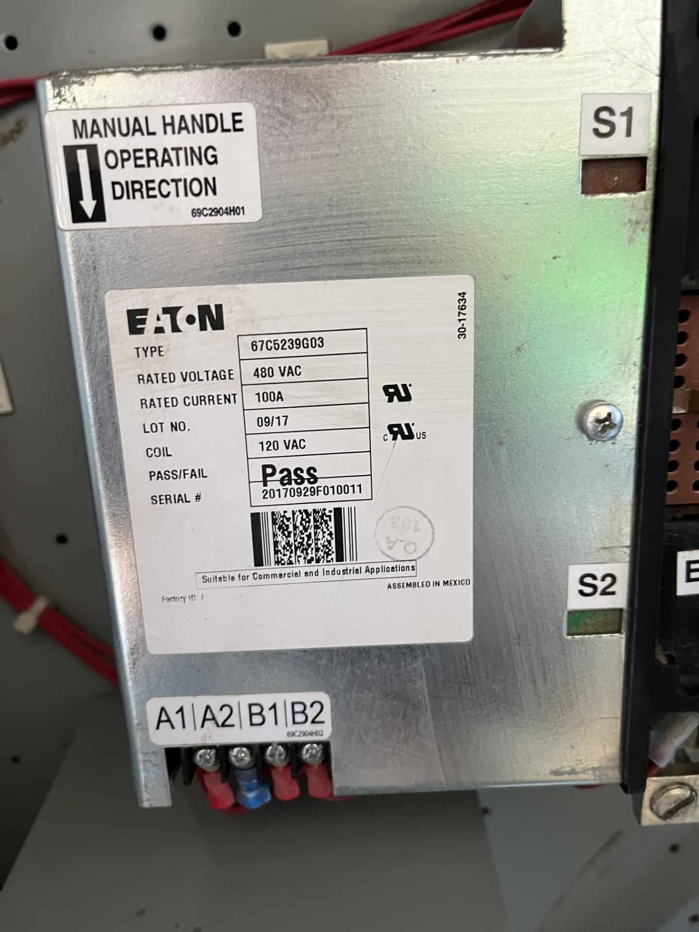 100 Amp. Eaton #ATC3C2X40100XSU, automatic transfer switch, 480 Volts, Nema 1, 2018 - Image 9
