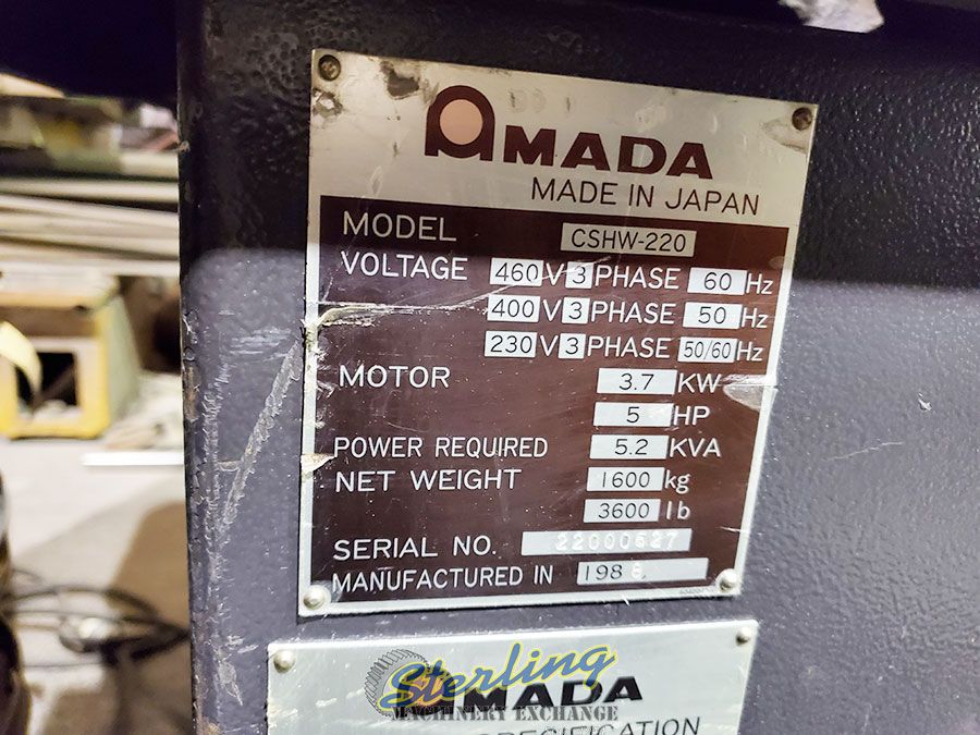 1/4" x 8.66" Amada #CSHW-220, heavy duty hydraulic coper, radius, corner & edge notcher - Image 2