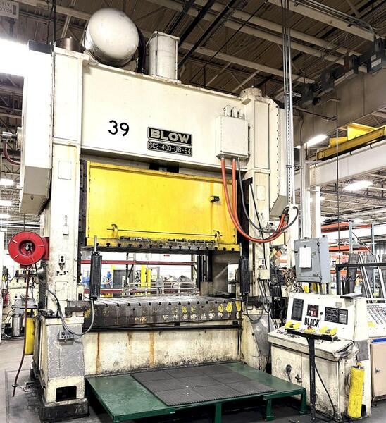 400 Ton, Blow #SC2-400-96-54, straight side mechanical press, 10" stroke, 35" Shut Height, air clutch, 1994 - Image 2