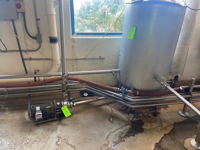 200 gallon Vertical Stainless Steel single wall balance tank, 3 HP centrifugal pump - Image 1