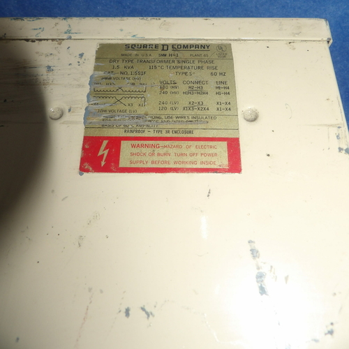 1.5 KVA 240/480 Primary, 120/240 Secondary, Square D, 1.5S1F, dry type, 1 year warranty - Image 2