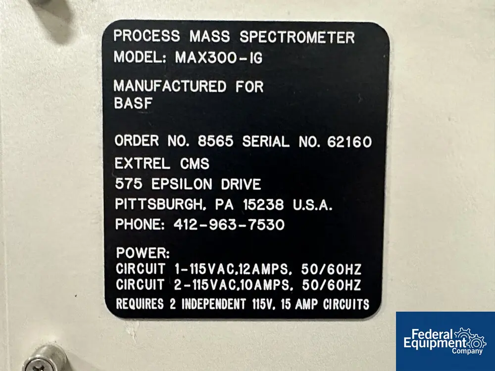 Extrel #MAX-300 Process Mass Spectrometer, integrated chiller and heater, 115 volt x 2 input, serial# 62160 - Image 2