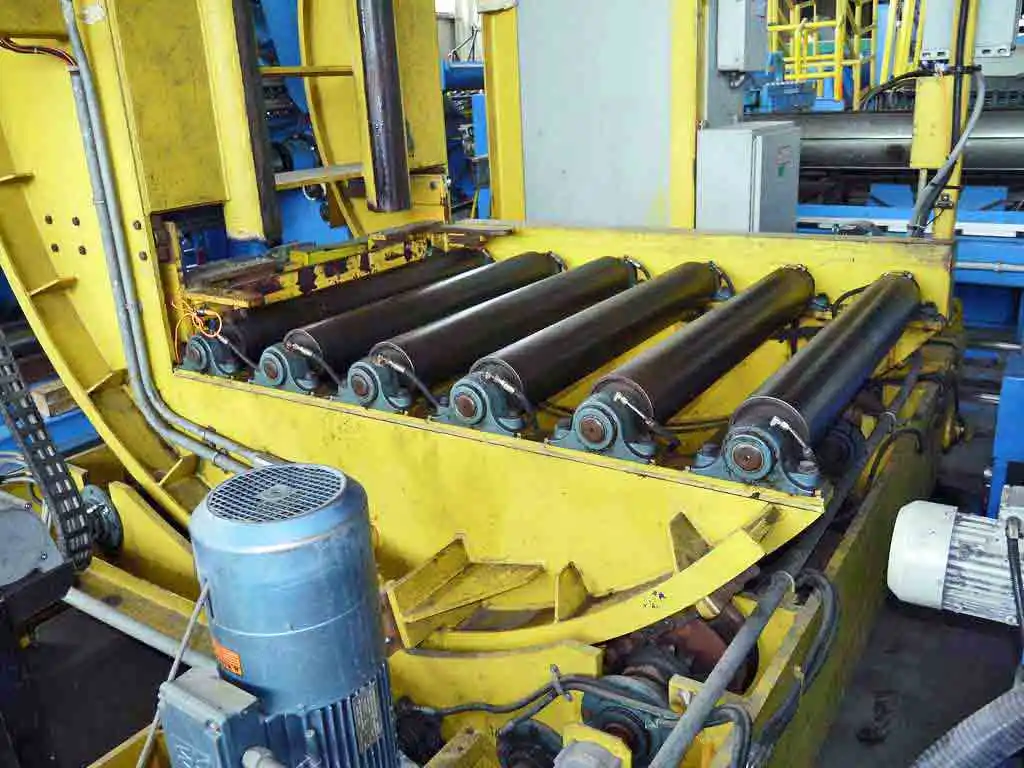 2200 lb. AIM traveling upender, 6" dia. x 44" face rolls, 3 HP motor, 66" long support arms, 2001,S45189 - Image 4
