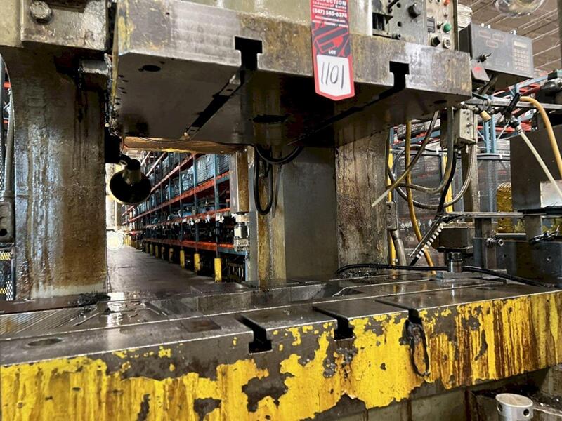 165 Ton, Aida #NC1-15(1), gap frame press, 5.11" stroke, 13.77" Shut Height, 3.93" ram adj., 40-85 SPM, 46" - Image 6