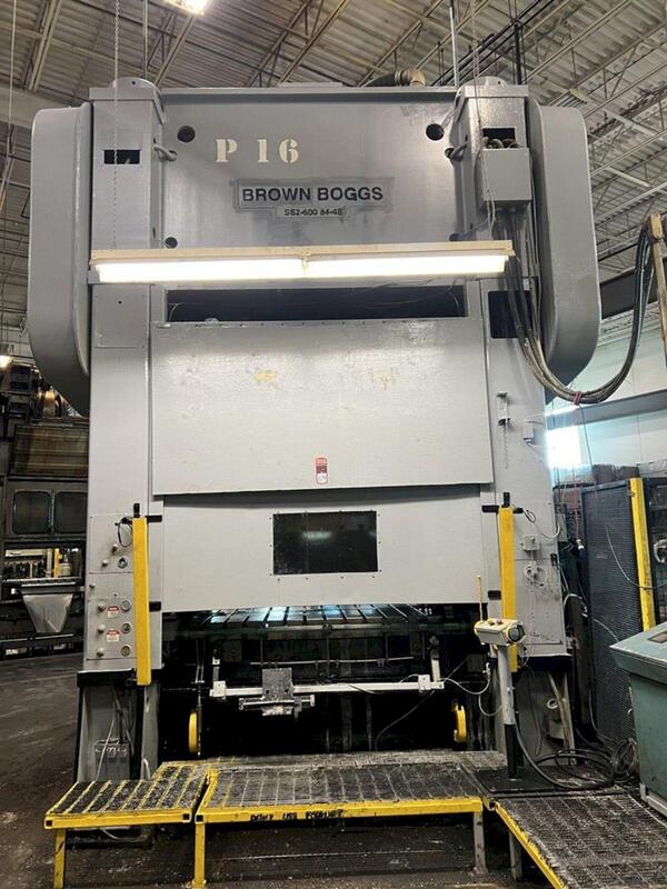 600 Ton, Brown & Boggs #SS2-600-84-48, straight side double crank, 8" stroke, 24" Shut Height, 12" ram adj. - Image 2