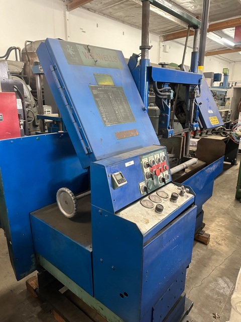 16" x 20" W.F. Wells #F-16-2A, semi-auto twin post horizontal bandsaw, 60-425 SPM, 20" wheel diameter - Image 1
