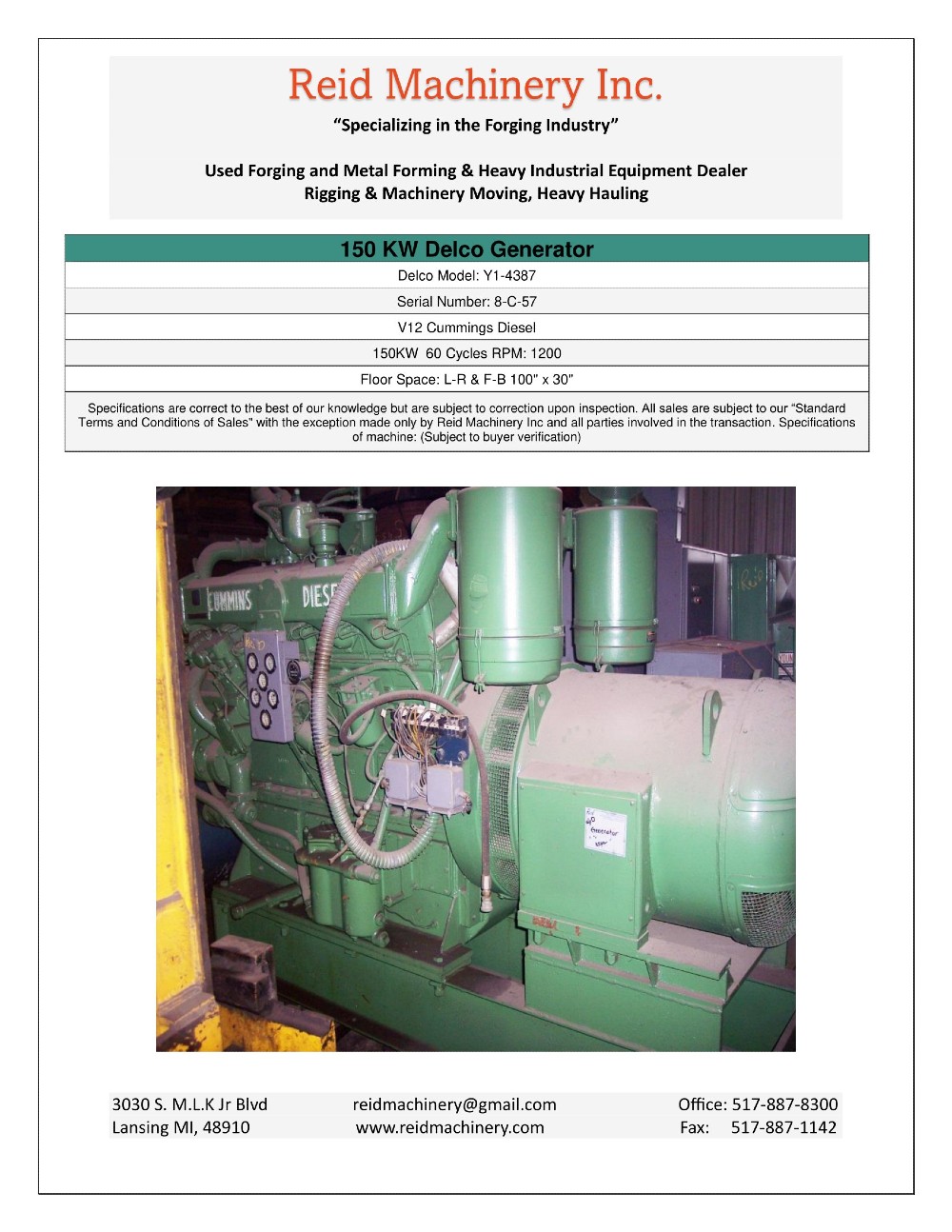 150 KW Delco #Y1-4387, generator - Image 1
