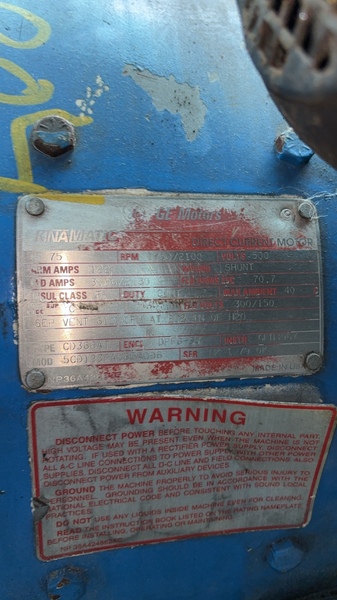 75 HP 1750/2100 RPM General Electric, Frame 366AT, DPFG-SV, w/blower, 500 VA - Image 2