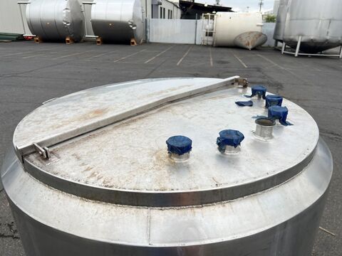 375 gallon Stainless Steel jacketed tank, 48" dia. x 48" deep, partial hinged cover - Image 2