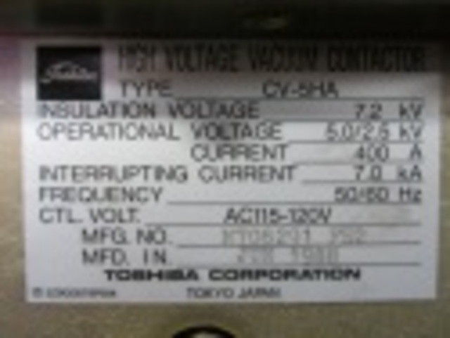 400 Amp. Toshiba, CV-5HA, Vacuum Contactor, #MVC3419 - Image 1