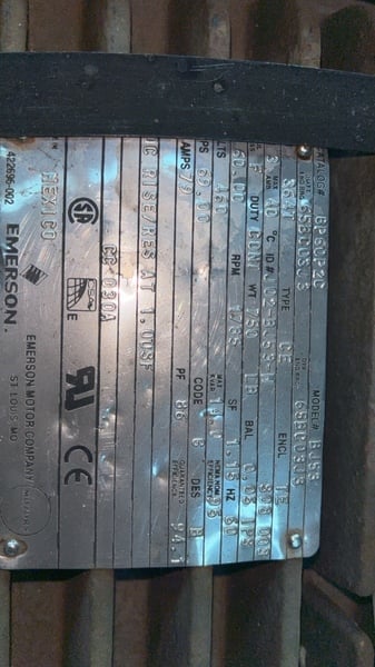 60 HP 1785 RPM Emerson, Frame 364T, TEFC, 1.15 service factor (2 available) - Image 2