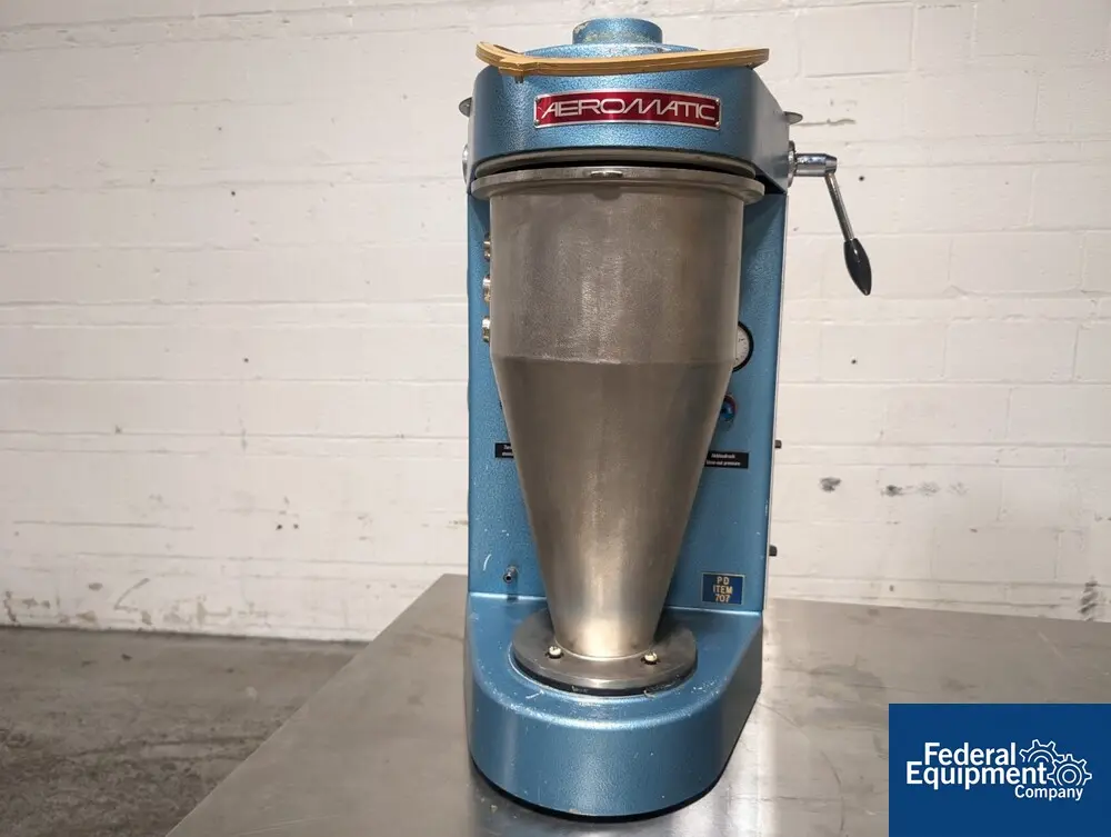 Aeromatic Fielder #STREA-1, Fluid Bed Dryer, plastic chamber, (no top spray nozzle), 1.5 kw/h heater, 0.75 hp - Image 1