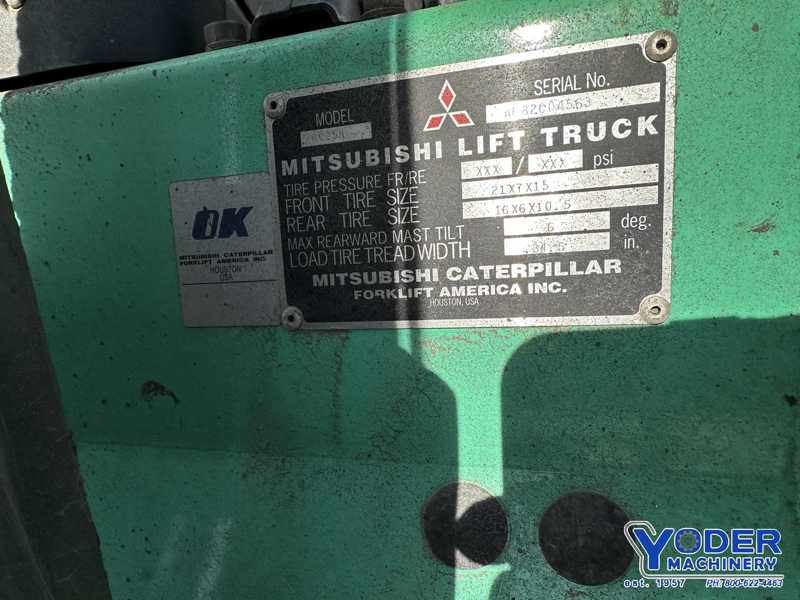 5000 lb. Mitsubishi #FGC25K, LP gas forklift, cushion tire, 187" lift height, side shift, 1998 - Image 5