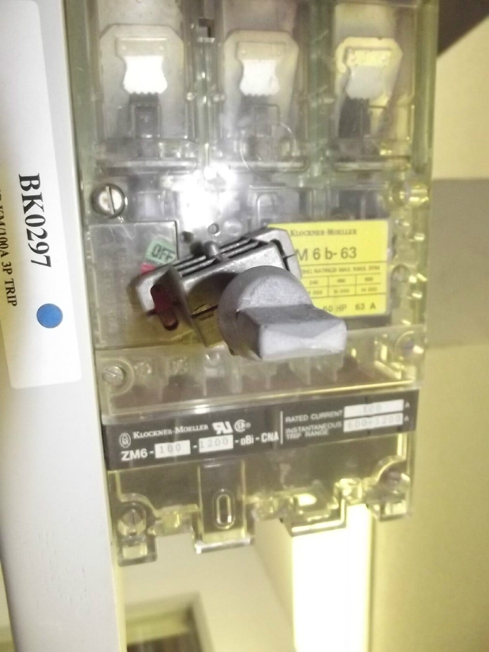 100 Amps, Klockner-Moeller, NZM 6b-63/ZM 6-100-1200-oBi-CNA, 3P w. Current Limiter Trip - Image 1