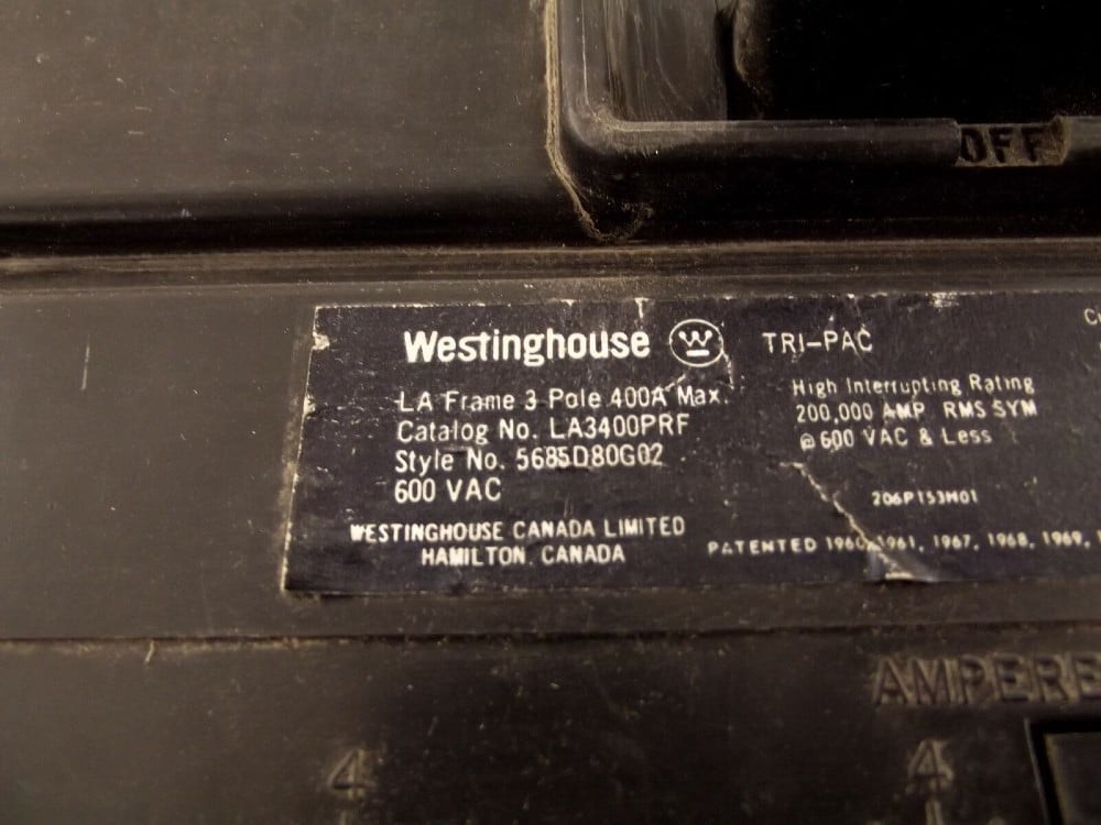 175 Amps, Westinghouse TRIP 600 Volts 3P Circuit Breaker LA TRI PAC Frame 5685D80G02 - Image 2