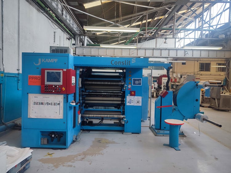 37.4" x 2.76" Kampf, Slitting Line, 11.8" - 41.3" working width, .0003" - .004" thickness, 3" - 6" ID - Image 1