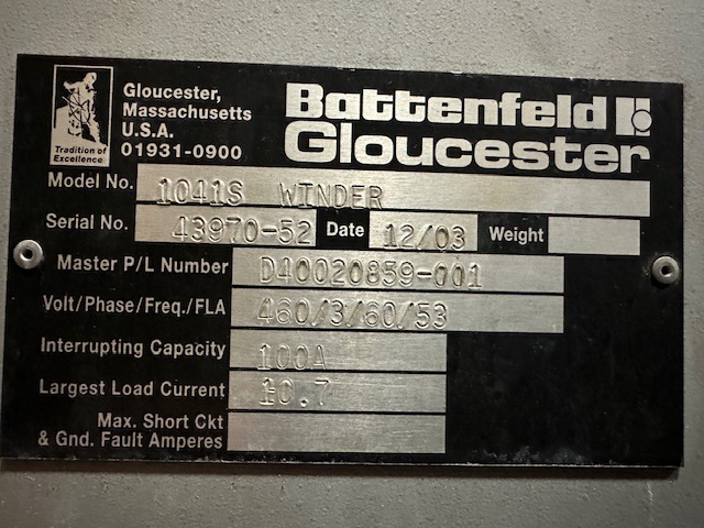 Gloucester GEC #1041S, 104" back to back center wind, single turret winders, 2003 (2 available) - Image 3