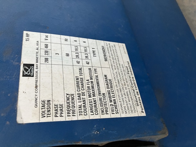 15 HP Quincy #QGS-15, Air Compressor, 6276 hours, 2010 - Image 6
