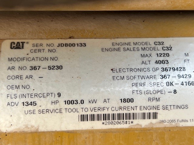 1140 KW Caterpillar #C32, petroleum power diesel generator set, 9500 hours, 1800 RPM, radiators - Image 7