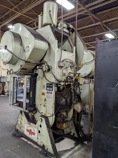 100 Ton, Federal #8, OBI flywheel press, 4" stroke, 15" throat, 14.5" Shut Height, 3" adj., 36" x28" bed, 45 - Image 4