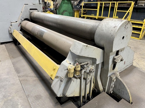 10' x 3/4" Bertsch #14, 3-roll initial pinch mechanical plate roll, 14" roll diameter, power roll adjustment - Image 2