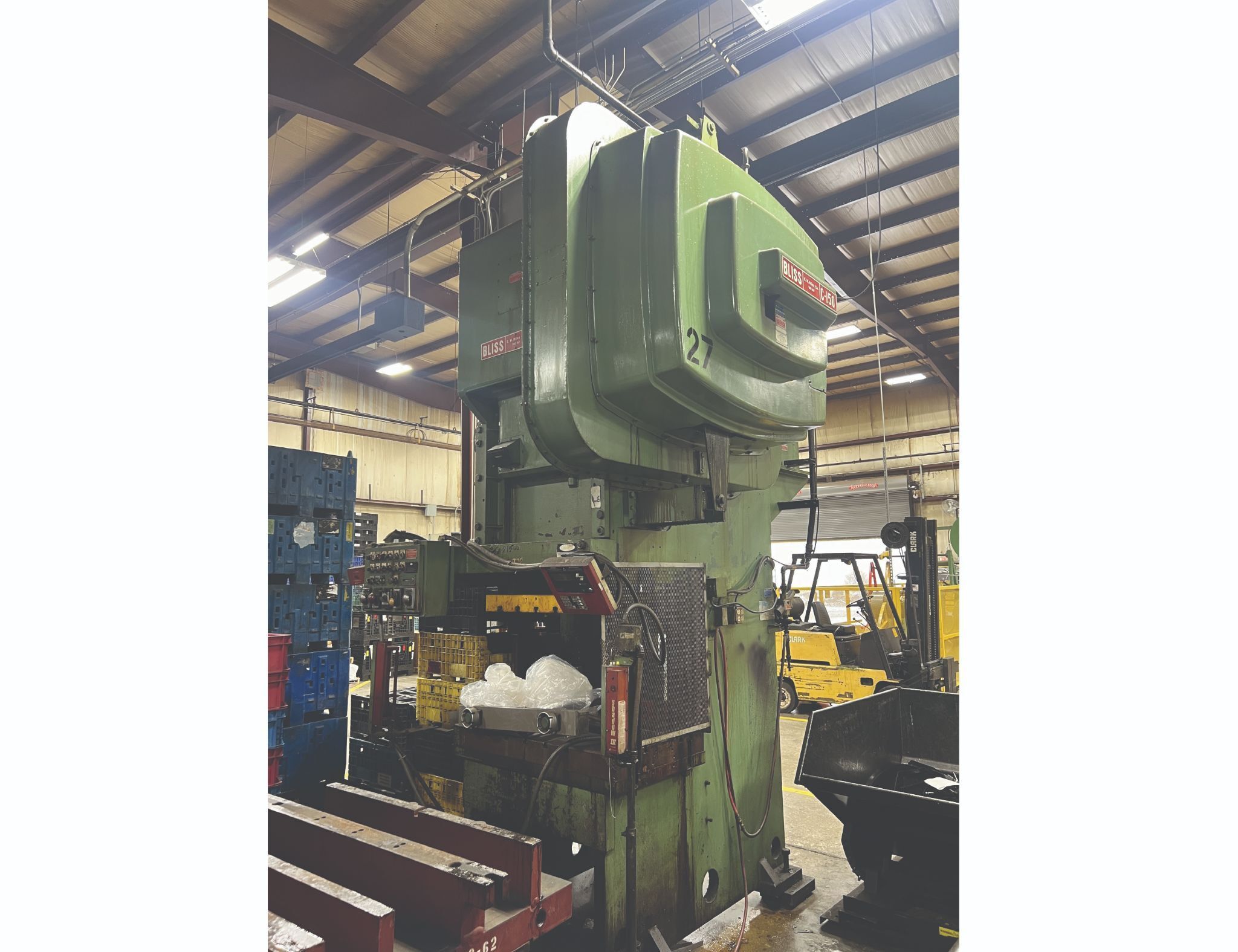 150 Ton, Bliss #C-150, geared single point gap frame press, 8" stroke, 22" Shut Height, 4.5" adj., 50" x30" - Image 1