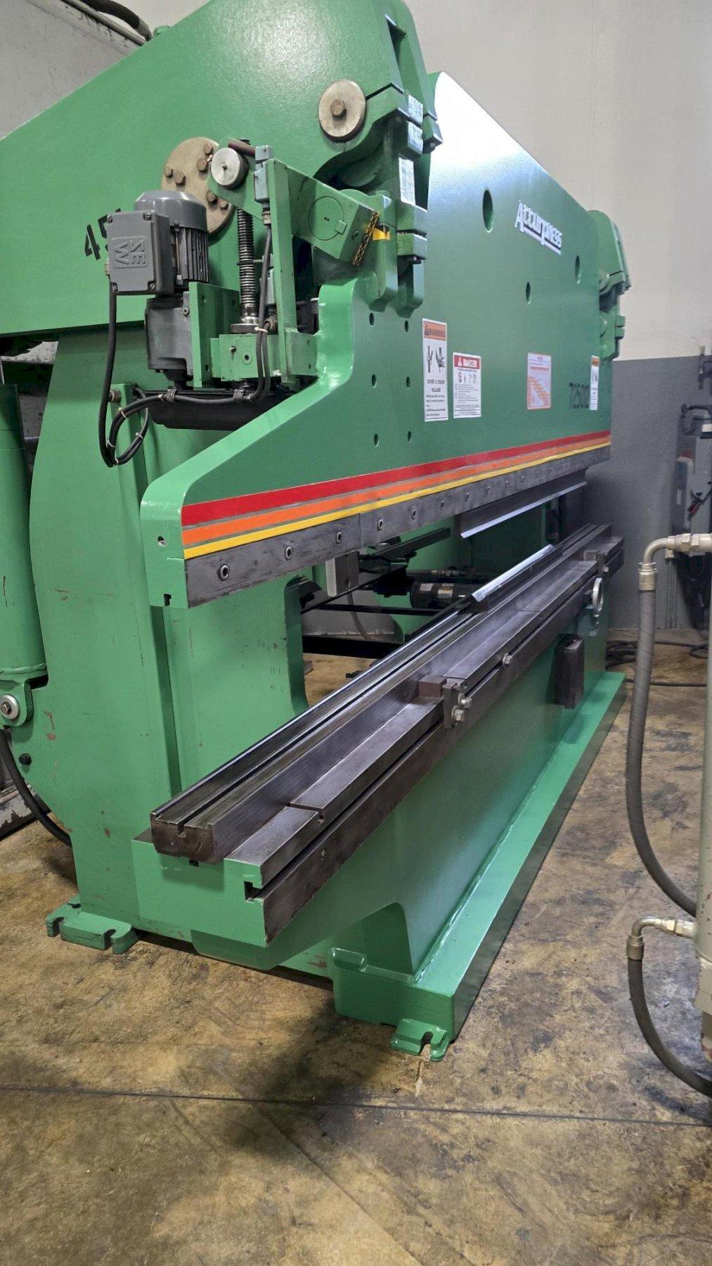 250 Ton, Accurpress #725012, hydraulic press brake, 12' overall, 102" between housing, 8" stroke, 10" throat - Image 2