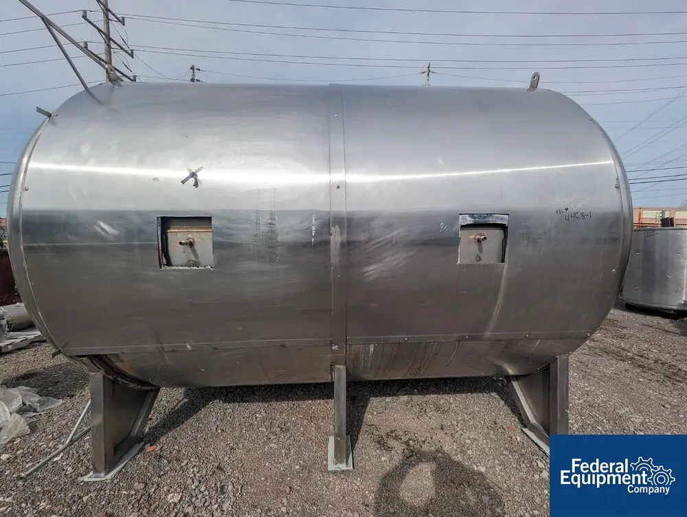 4000 gallon McCann Fab Tank, Stainless Steel, Horizontal, 8' diameter x 10' straight side, dished ends, on - Image 1