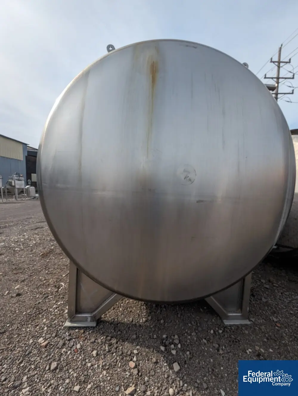 4000 gallon McCann Fab Tank, Stainless Steel, Horizontal, 8' diameter x 10' straight side, dished ends, on - Image 3