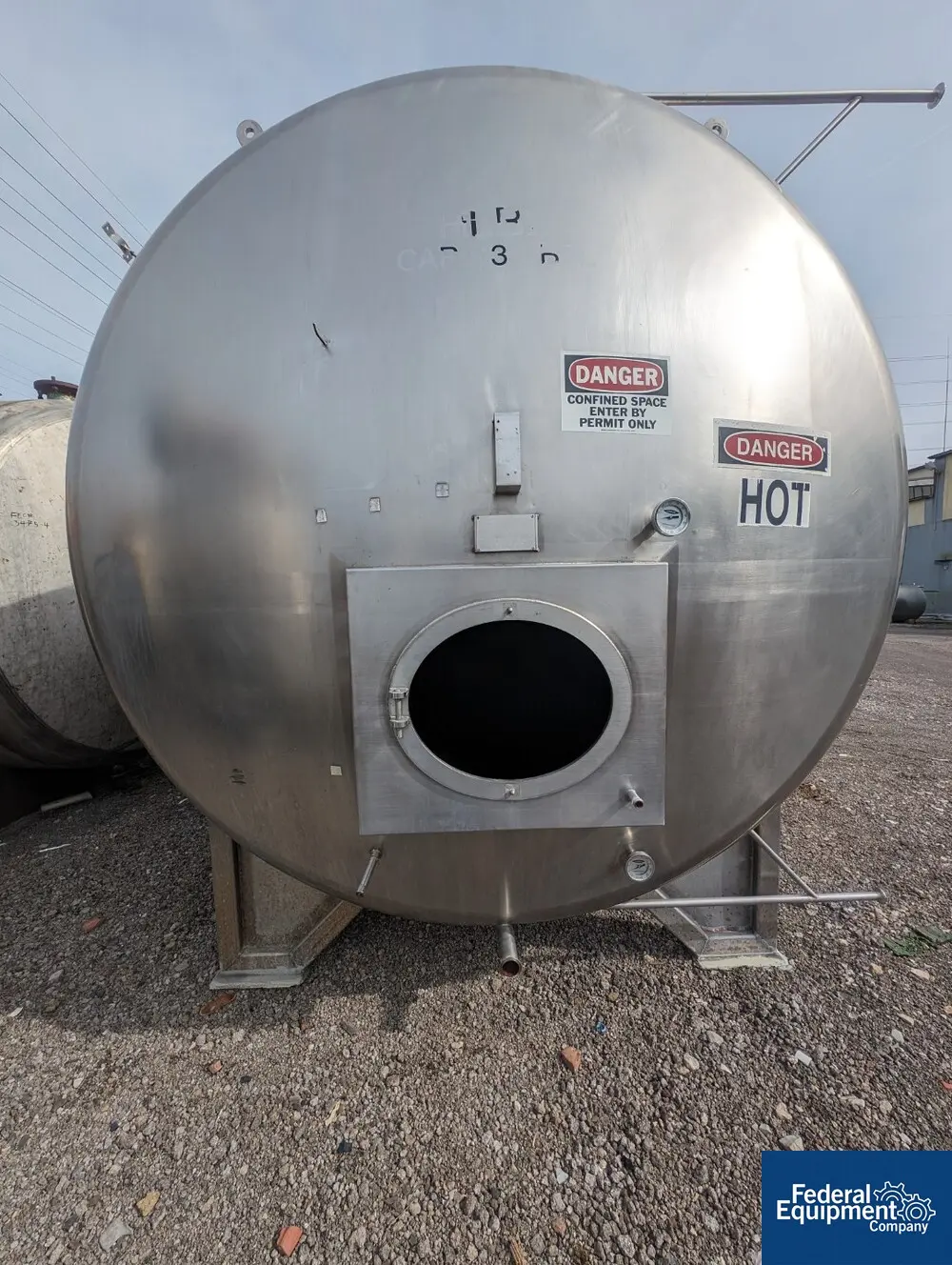 4000 gallon McCann Fab Tank, Stainless Steel, Horizontal, 8' diameter x 10' straight side, dished ends, on - Image 5