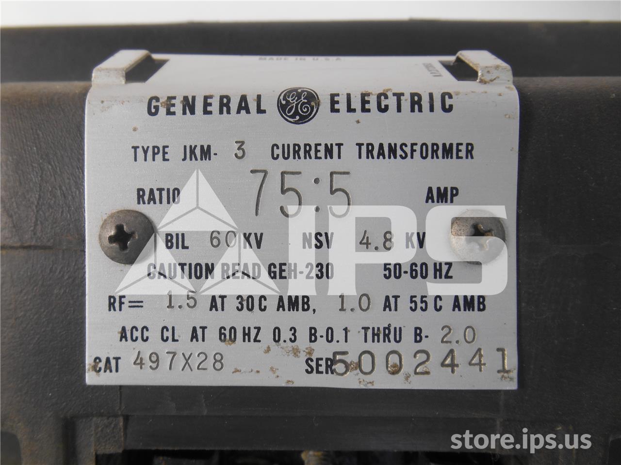 GE Jkm-3 Current Transformer 75:5 Bar Type - Image 3