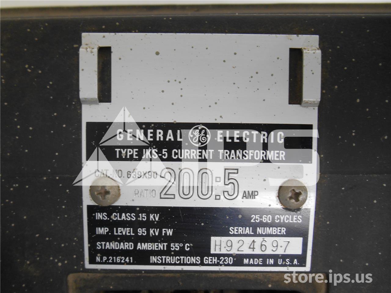 GE Jks-5 Current Transformer 200:5 Bar Type - Image 2