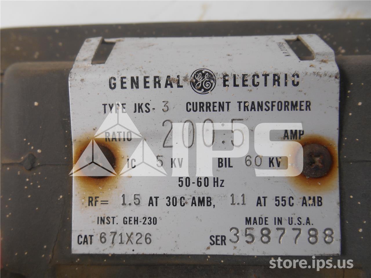 GE Jks-3 Current Transformer 200:5 Bar Type - Image 3