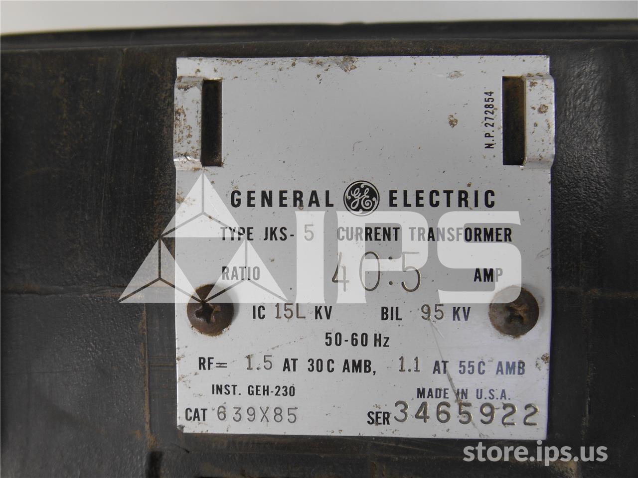 GE Jks-5 Current Transformer 40:5 Bar Type - Image 2