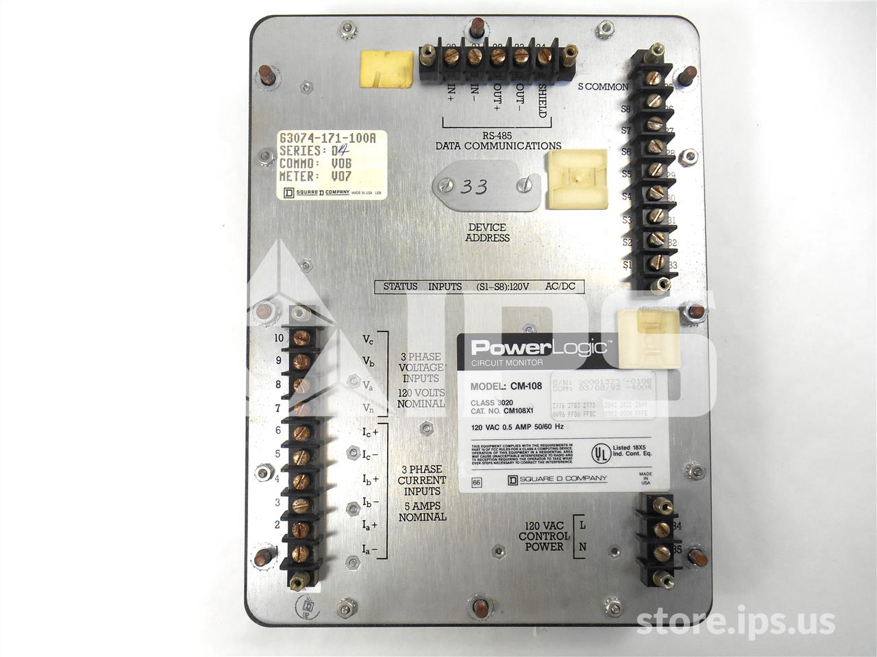 Square D Powerlogic Cm-108 Circuit Monitor Unit Class 3020 - Image 3