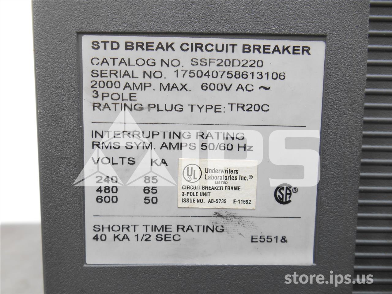 2000 Amps GE Ssf Power Break Ii Eo/ Bi (ssf20) Parts Unit, 120 Volts AC Control, Power Plus Lsi, 2000 Amps - Image 4