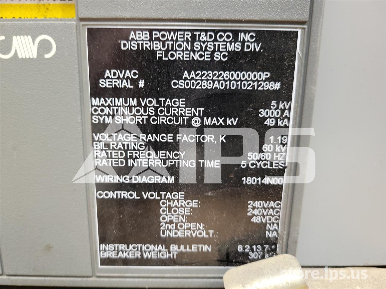 3000 Amps ABB Advac Aa223226000000p Model 2 (advac Model 2) 240 Volts AC Control, 48 Volts DC Trip - Image 5