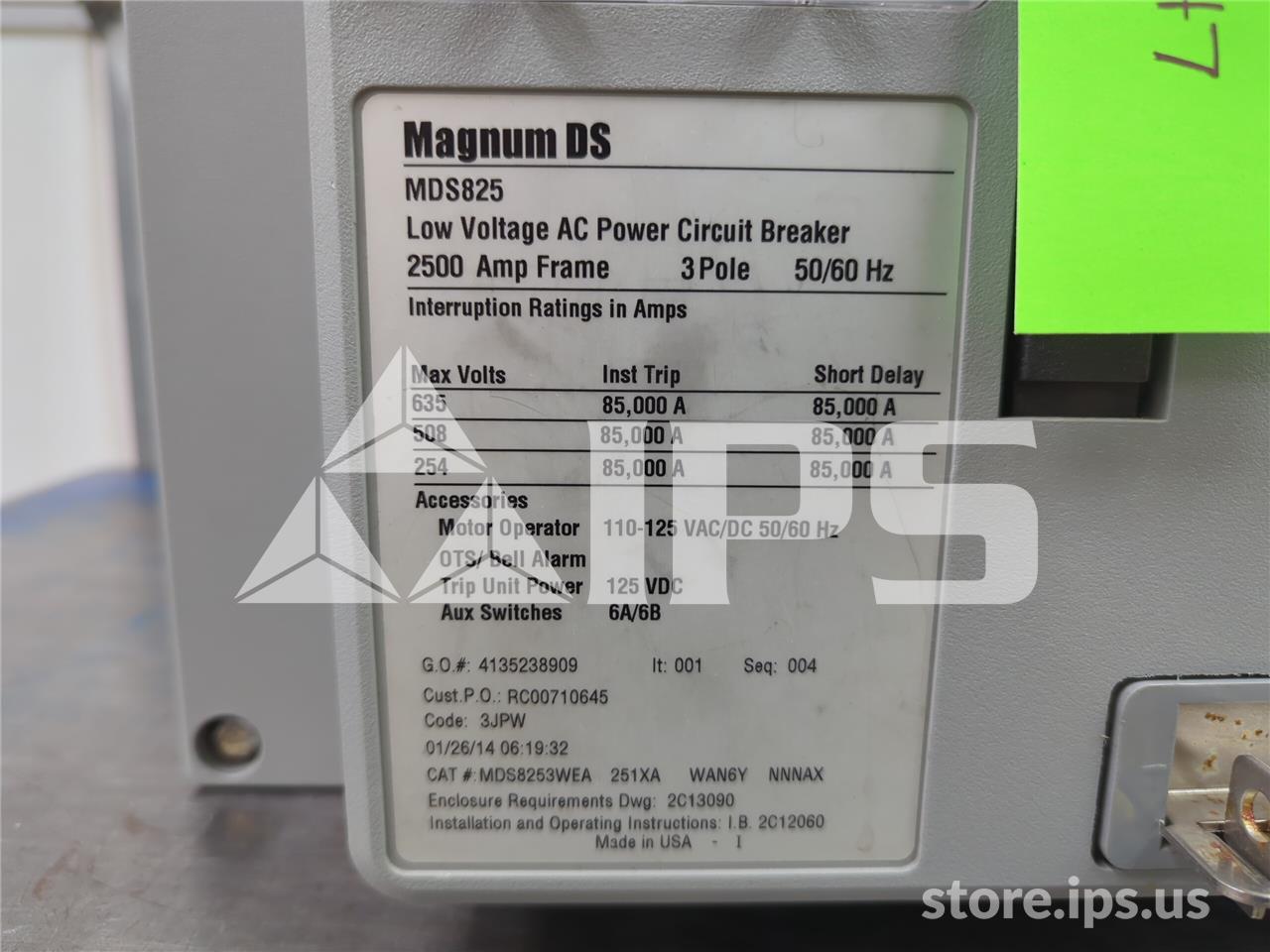 2500 Amps Ch Mds8253wea251xawan6ynnnax Eo/do (mds825) 120 Volts AC Control, Digitrip 1150 Plus Lsig, 2500 - Image 5