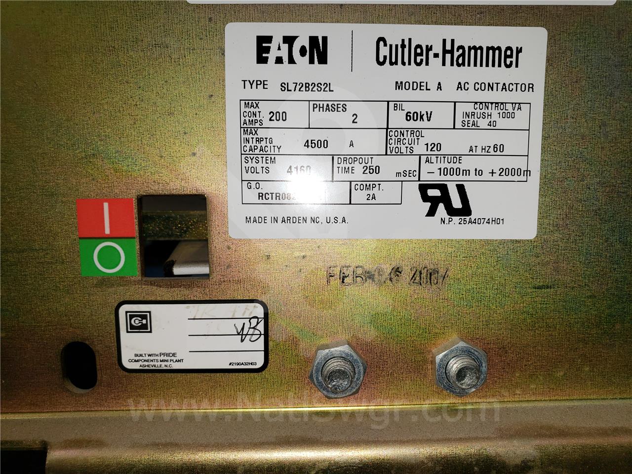 200 Amps Ch Ampgard Sl Vacuum Contactor Two Phase 120 Volts AC Control - Image 2