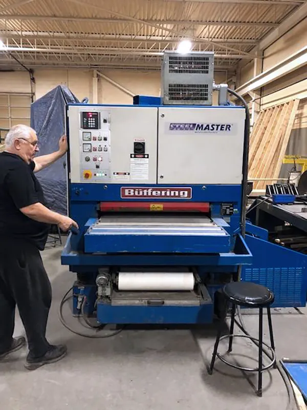 38.1" x 74.8" SteelMaster #Prima-W209-RB, abrasive belt grinder, 17 HP, 9-35 FPM, 24V Control, 2001 - Image 1