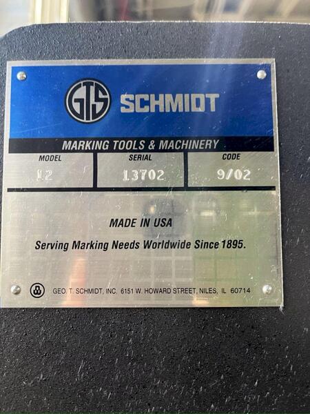 Schmidt #Series-12, pneumatic roll marking machine, 3 ton, 2002 - Image 5