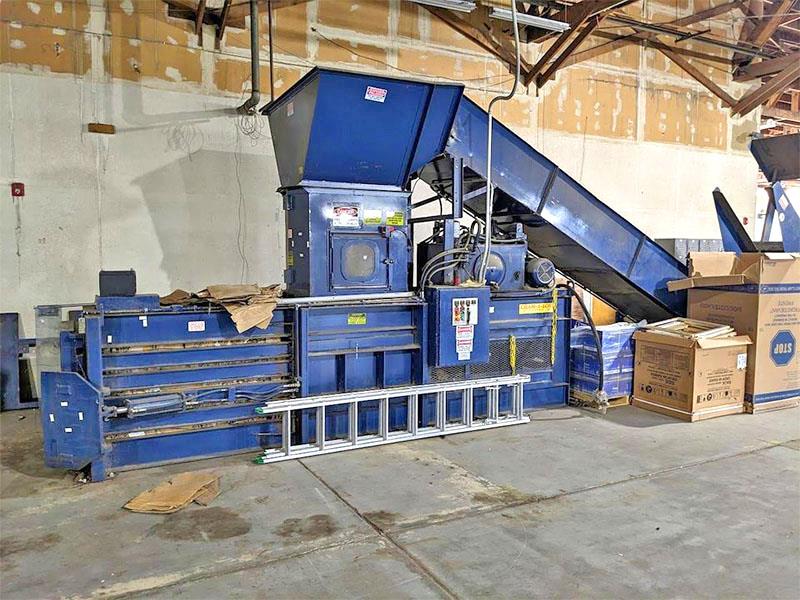Cram-A-Lot #HX-60, 60" x 30" x 40" horizontal closed door baler, 7" cylinder, cart dumper, infeed conveyor - Image 1