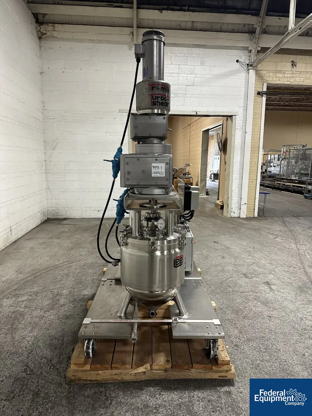 15 gallon Lee Tri Shaft Turbo Emulsifier Reactor, 316 Stainless Steel, 30/125 psi, bolt on top, cone bottom - Image 4