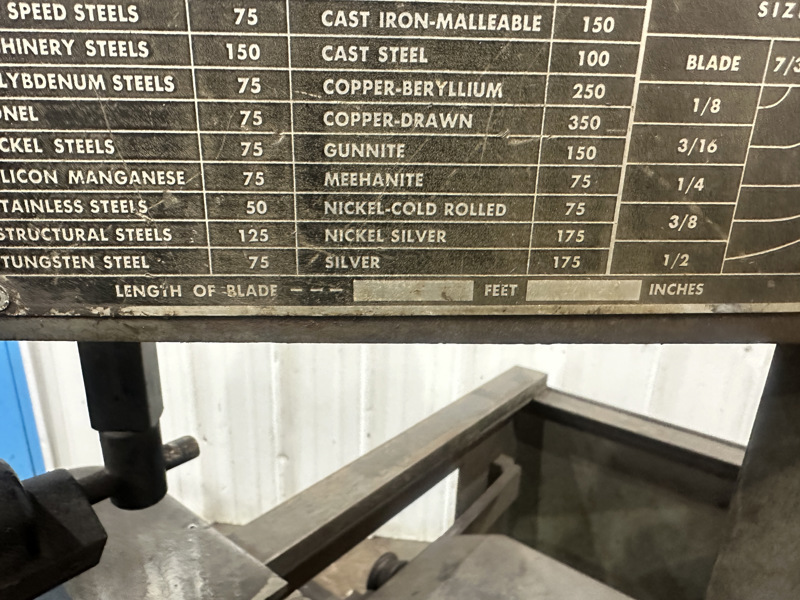 8-3/4" x 8-1/2" Rollin #SF8590, vertical band saw, 9' x 3/4" blade, 70-525 SFPM, 8-3/4" throat, 8.5" under - Image 6