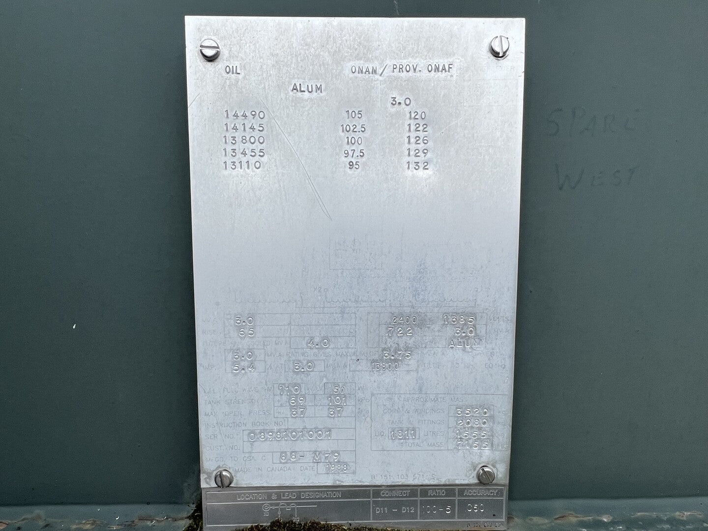 3000 KVA 13800 Primary, 2400Y/1385 Secondary, Ferranti Packard, Oil-Filled ONAN/ONAF Transformer - Image 3