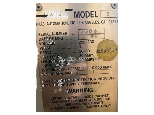 Haas #VF-2, vertical machining center, 20 automatic tool changer, 30" X, 16" Y, 20" Z, 7500 RPM, 15 HP, 1994 - Image 4
