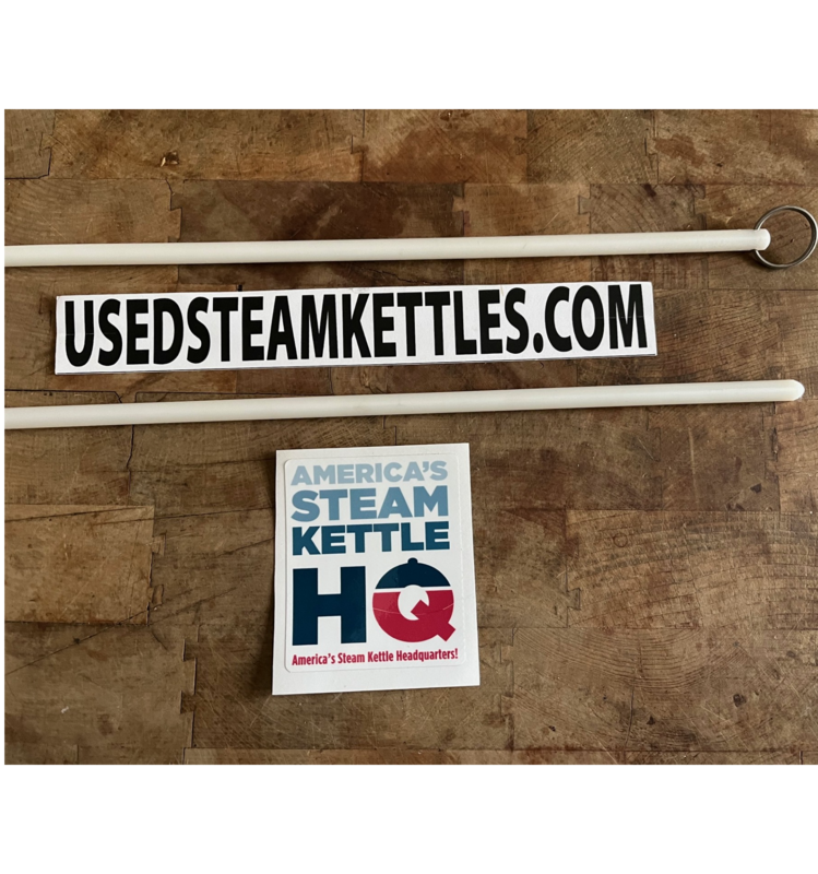 Steam kettle scraper poly support rods, Amerirod, w/ Stainless Steel "pull ring", new 2024 - Image 1